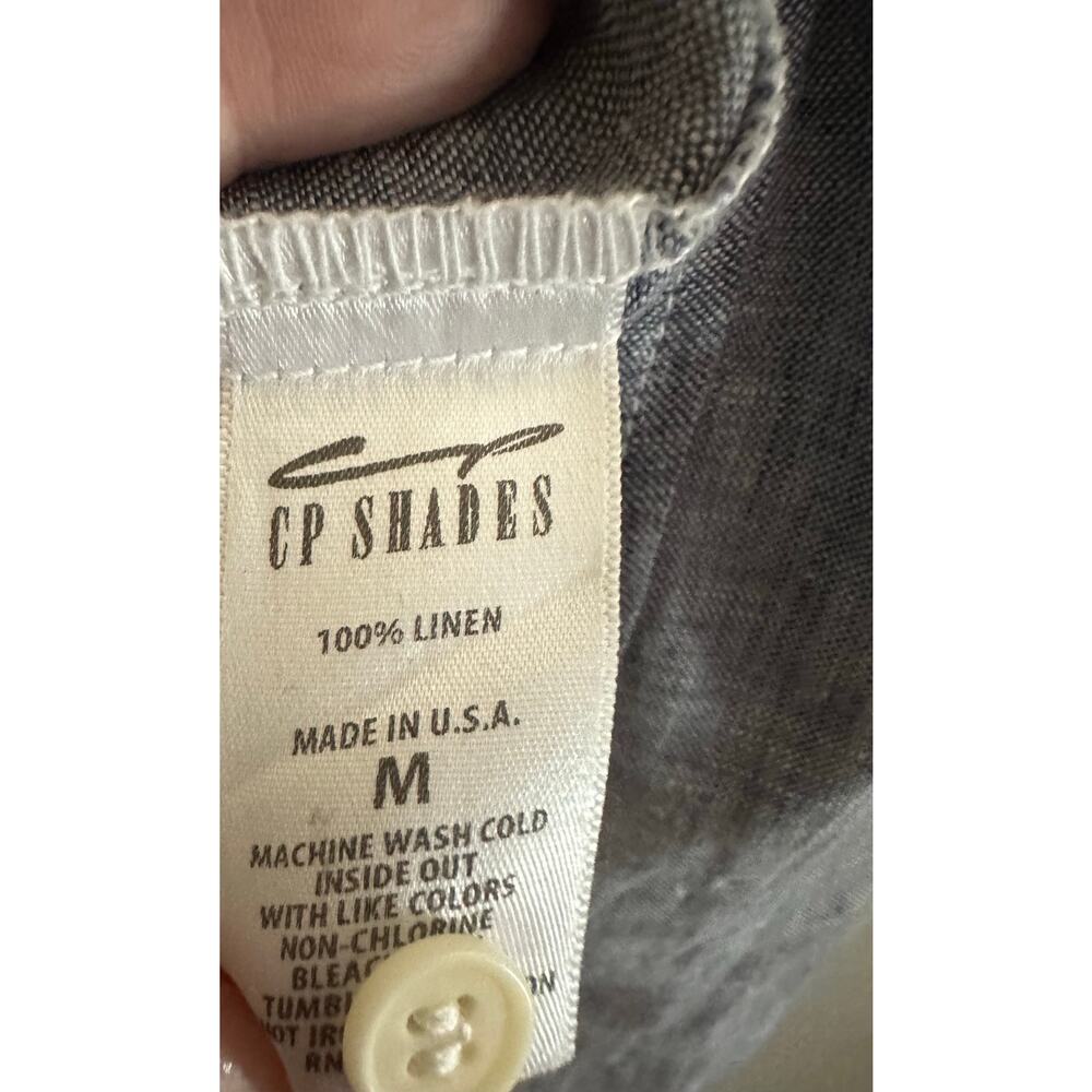 CP SHADES Joss Blue Linen Button-Down Shirt Minimalist Preppy CBK - Sz Medium - Picture 3 of 5